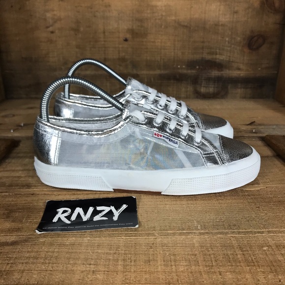 superga silver mesh sneakers